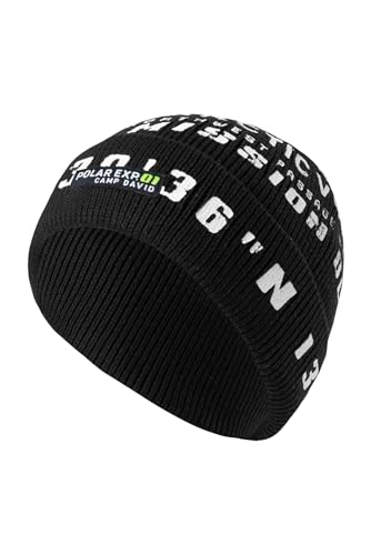 Camp David Herren Rippstrickmütze mit Logo Print und Patch Black, None