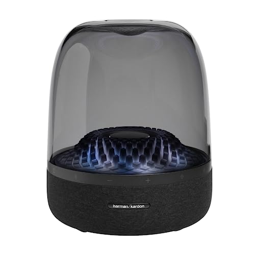 Harman Kardon Aura Bluetooth Box - Schwarz – Tragbarer Bluetooth Lautsprecher mit 360-Grad-Klang, EU Stecker (Typ C)