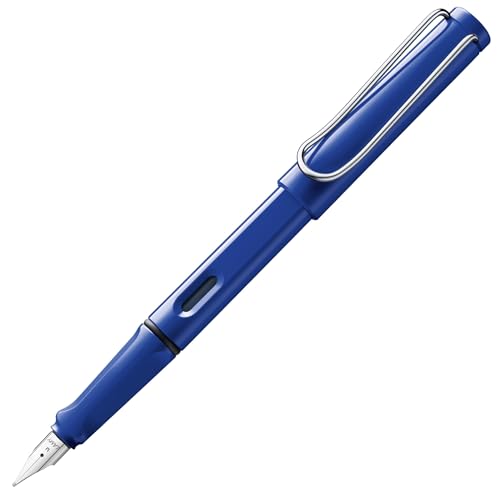 Lamy safari blue Füller - Füllhalter mit ergonomischem Griff & polierter Stahlfeder in Strichbreite F - robuster ASA-Kunststoff - inkl. Tintenpatrone T 10 blau - Rechtshänder