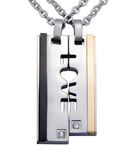 Hanessa 2 Stück Personalisierte Kette mit Gravur Edelstahl 50 cm mit Anhänger