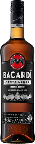 BACARDÍ Carta Negra Superior Black Rum, 37,5% Vol., 100 cl/1L, legendärer dunkler Karibik-Rum, perfekt für tropische Cocktails