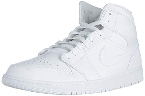 Nike Herren Air Jordan 1 Mid Basketballschuh, Weiß, 47 EU