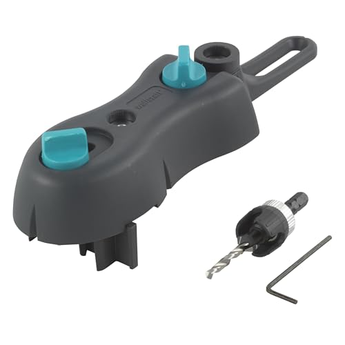 wolfcraft Terrassenbohr-Set 6960000 I Für gleichmäßige Verschraubung von Terrassendielen - Terrassenbohrmobil zum Ausrichten der Bohrlöcher in einer Flucht - Vorbohrer mit Senker - Made in Europe