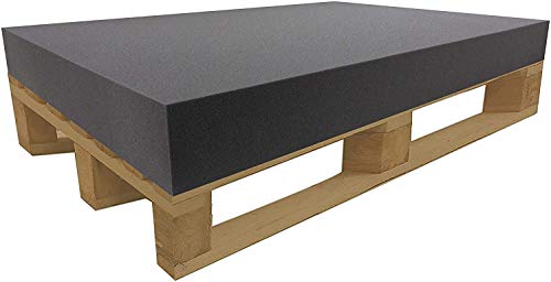 Dibapur Palettenkissen Matratzenkissen Anthrazit/Schwarz Schaumstoff für Europalette - RG29/44 - Hundekissen (120x80x6 cm)