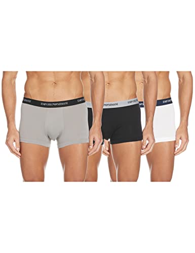 Emporio Armani Herren Mens Basic - Essential Core Logoband 3-pack Boxer Retroshorts, White/Black/Grey, M EU