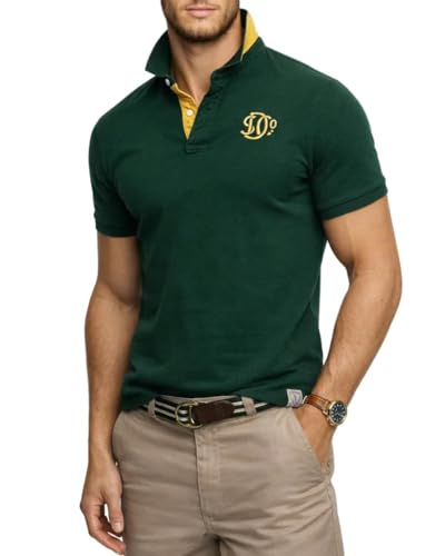 Superdry Herren Piqué Monogram Poloshirt Emaillegrün/Wintergold L
