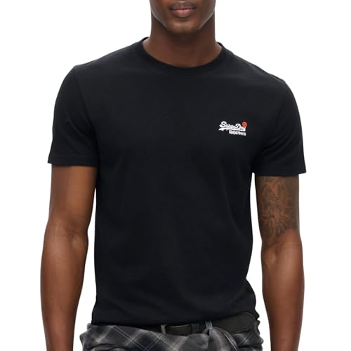 Superdry Herren Essential Kontrast EMB T-Shirt, Black, XL