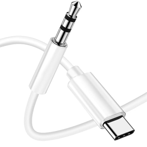 TZONOO USB C auf Aux Kabel 1M, USB C auf Klinke 3.5mm Audio Aux Kabel Dauerhaft kompatibel mit iPhone 17/16/15 Pro, Galaxy S24/S23/S22 Ultra, iPad Pro, Pixel, Huawei P40 usw.(Weiß)