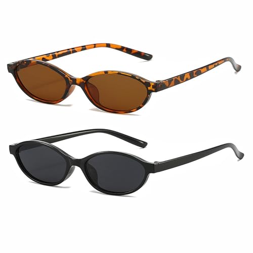 FSMILING Sonnenbrille Damen Schmal Cateye Sonnenbrille Oval Damen Klein