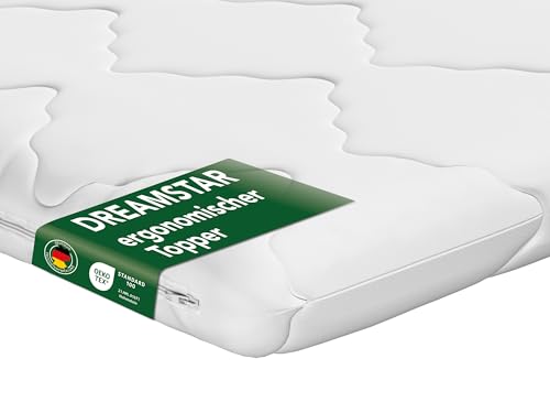 DREAMSTAR Matratzen Topper 80x200cm fest | Good Night Matratzentopper 6cm hoch | Öko-TEX® Zertifiziert & ergonomisch für Boxspringbett, Wohnwagen&Gästebett | rutschfest durch Bänder zur Befestigung