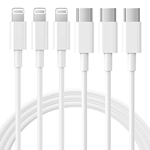 RCTech USB C Lightning Kabel 1.8M 3Pack, [ MFi Zertifiziert] iPhone Ladekabel Power Delivery Type C auf Lightning Schnellladekabel für iPhone 14/13/12/11/X/XS/XR/8/iPad, Weiß