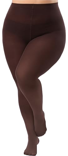 Viozocy Strumpfhosen Damen Große Größen, Elastische Hohe Taile Langlebig Strumpfhose, Weich Semi-Blickdichte Plus Größen Feinstrumpfhose XL 2XL 3XL 4XL, Braun XXL