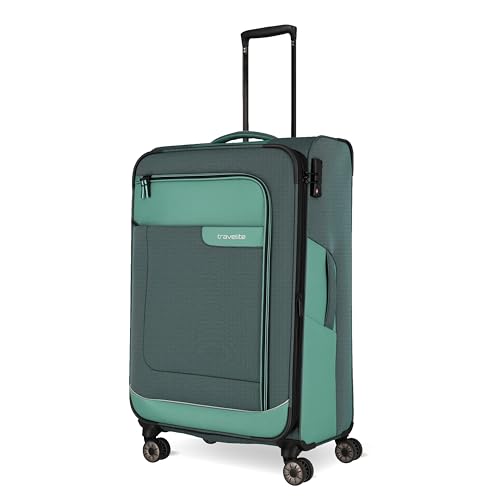 Travelite Koffer VIIA Größe L, 77 cm, 91-103 Liter, Reisekoffer groß | Weichschalen Trolley aus Polyester, Rollkoffer mit 4 Rollen, Dehnfalte, Kantenschutz & TSA Schloss, viel Stauraum
