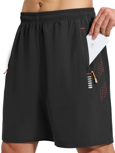 Cimic Sporthose Herren Kurz Shorts Kurze Hosen Laufhose Jogginghose Herren Hose Sommer fur Sport Basketball Gym Männer Schnell Trocknend Atmungsaktive mit Taschen 1 Pack Men D3030 Black L