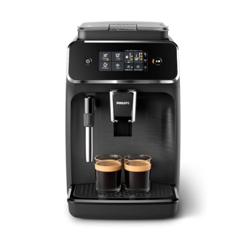 Philips 2200 Series Kaffeevollautomat - 2 Kaffeespezialitäten, Touch-Display, klassischer Milchaufschäumer, Keramikmahlwerk, Mattschwarz (EP2220/10)