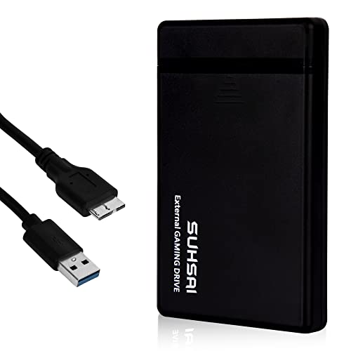 SUHSAI Externe Gaming-Festplatte, tragbares USB 3.0-Laufwerk, 2,5-Zoll-Hochgeschwindigkeitsfestplatte, Backup-Laufwerk, kompatibel mit Laptop, PC, Mac, Spielekonsole (320 GB)