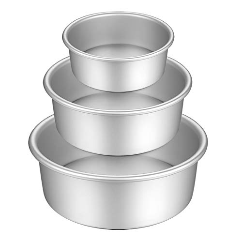 Gesentur Kuchenform Rund, Backformen Set aus Eloxiertem Aluminium Antihaftbeschichtung, mit Abnehmbar Auslaufsicher Boden, 3 Größen Enthält 13.7cm/19.7cm/25cm
