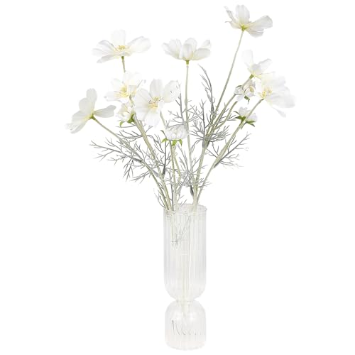 Künstliche Kunstblumen, 2 Stück Kosmos Pflanzen, Weiße Blumen, Künstliche Blumen für Drinnen und Draußen, Stoffblumen Dekoration und Kunsthandwerk für Hochzeit, Bankett, Blumenparty, Zuhause, Hotel