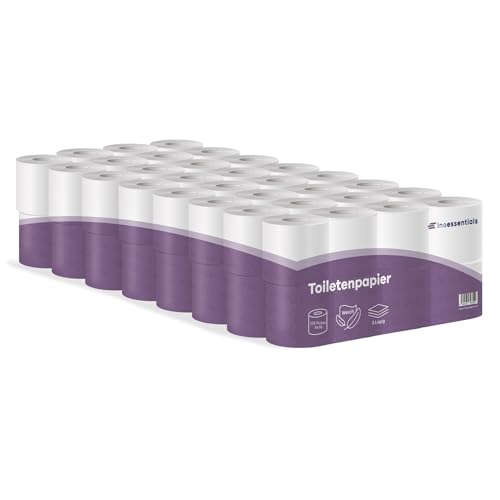 Inoverse Toilettenpapier 128 Rollen, Klopapier 3-lagig, 150 Blätter pro Rolle Wc Papier, Weich und Stark Klopapier, 100% Zellstoff Toilet Paper, Grosspackung, 2 Pack(64 Rollen/1-er Pack)