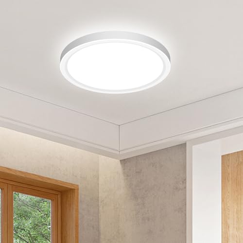 slochi LED Deckenleuchte 16CM Klein Rund Flach, 3 Lichtfarben 3000K/4000K/6500K Deckenlampe 12W 1500LM, IP44 Wasserfeste Badezimmerlampe Decke für Kleine Räume, Bad, Gäste-WC, Flur, Keller