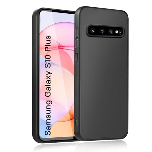 wsiiroon Hülle für Samsung Galaxy S10 Plus Handyhülle, Stoßfest Kratzfest, Anti-Fingerabdruck, Anti-Rutsch Fallschutz Schutzhülle, Anti-Öl, Unterstützt kabelloses Laden für Samsung S10+ Case (Schwarz)