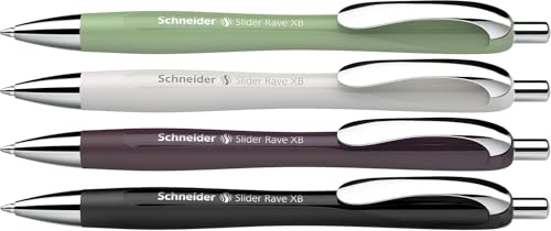 Schneider Slider Rave XB Kugelschreiber, 4 Stück, Naturgrün + 3 Farben