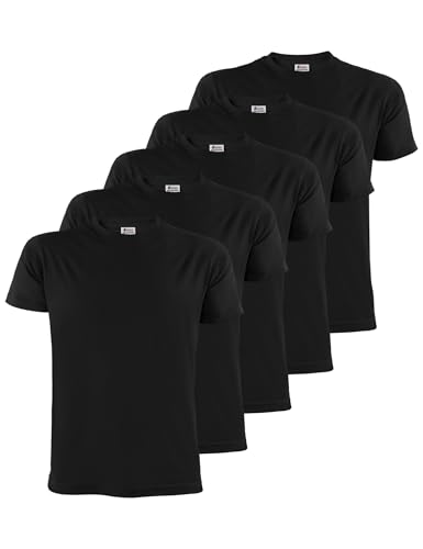 ALPIDEX Herren T-Shirts 5XL Übergröße 5er Set Basic 100% Baumwolle Schwarz