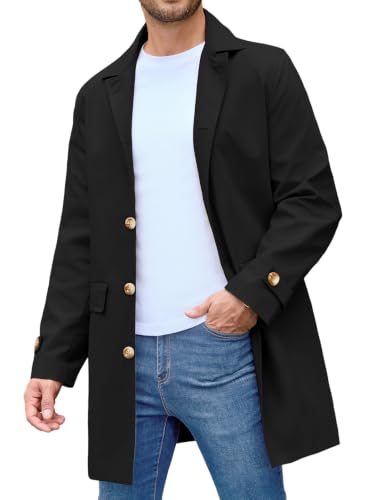 Voqeen Herren Mantel Kurz Trenchcoat Übergangsjacke Herbst Kurzmantel