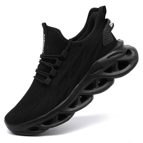 XKOWUO Herren & Damen Turnschuhe zum reinschlüpfen Slip-On Sneakers mit Dickerer Sohle Leichte Atmungsaktive Sportschuhe Bequeme Freizeitschuhe Für Stadt Wandern Training Schwarz EU 40