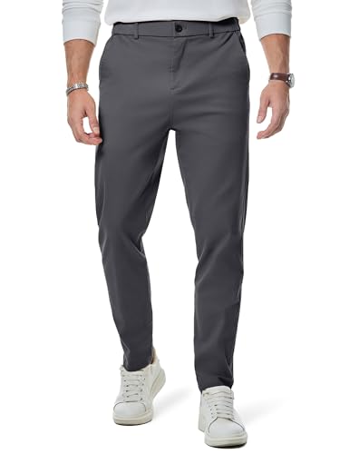 Elegancity Herren Chino Hose Casual Chinohose Baumwolle Freizeithose Arbeitshose Stretch Outdoorhose Pants Trousers Business Dunkelgrau L