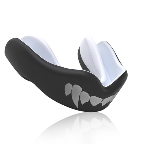 Sport Zahnschutz,Mundschutz,Mundschutz Sport Erwachsene,Sports Mundschutzs für Zahnspangen,mit Vorgesetzter Komfort für Rugby,Kampfsport,Boxen,Hockey & Kickboxen alle Kontaktsportarten,schwarz