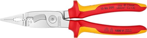 KNIPEX Elektro-Installationszange auf SB-Karte verchromt isoliert mit Mehrkomponenten-Hüllen, VDE-geprüft 200 mm, 13 86 200 SB
