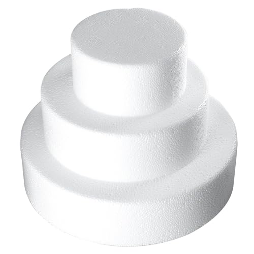 Ideen mit Herz Styropor-Torte 3-stöckig | Torten-Dummy Ø 20, 15 & 10 cm, Gesamthöhe 15 cm | Styropor-Podeste für Süßigkeitentorte, Geschenk, Dekoration & DIY Bastelidee