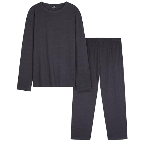 CityComfort Warme Schlafanzug Herren Lang, 2-Teiliges Pyjama Set - Geschenke für Herren Teenager (Marineblau, 4XL)