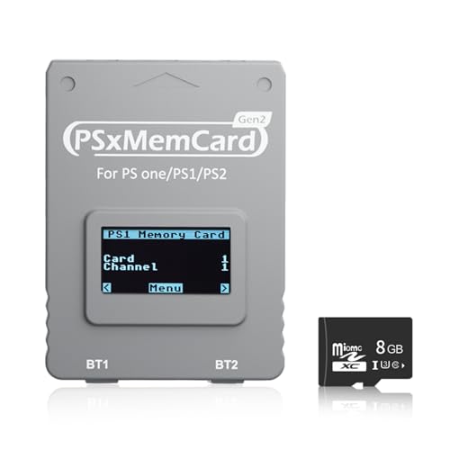 BITFUNX PSxMemCard Gen2 Speicherkarte - Unterstützt Firmware-Upgrade, unbegrenzten Speicher und Sd2psXtd, enthält eine 8 GB MicroSD-Karte, High-Speed-Spiel-Speicherkarte für PS2/PS1/PS One Konsole