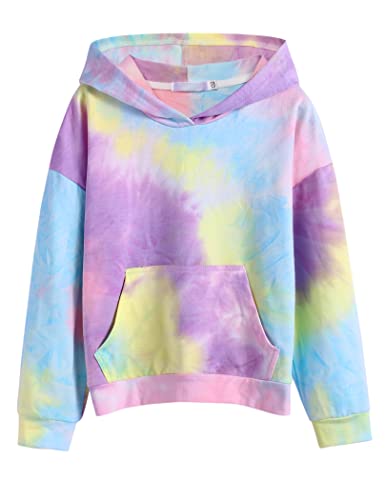 Arshiner Mädchen Hoodie Batik Kinder Pullover Freizeit Mode Sweatshirt mit Kapuze Herbst Winter Langarm Kapuzenpullover für Mädchen 9-10 Jahre 140