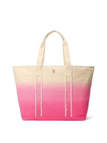 Victoria's Secret Canvas Ombré Beach Zipper Tote Bag Zipper New