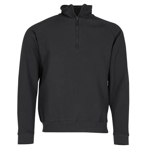 Fruit of The Loom Herren Sweatshirt Zip Neck Sweat 210.01, Gr. Large, Schwarz (Black 101)