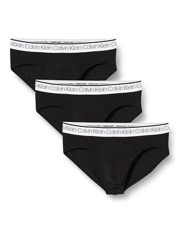 Calvin Klein Herren 3er Pack Unterhosen Hip Briefs Unterwäsche, Schwarz (Black W/ White Wb), XL