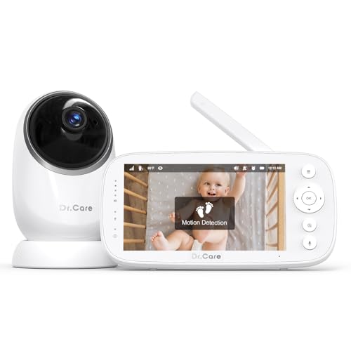 Dr.Care NovaView Pro Babyphone ohne WLAN mit Bewegungsmelder 5 Zoll 1080P Display 5000mAh Akku klare Nachtsicht Echtzeit VOX 2x/4x Zoom 300 m Reichweite 2-Wege-Audio Schwenk- und neigbare Kamera