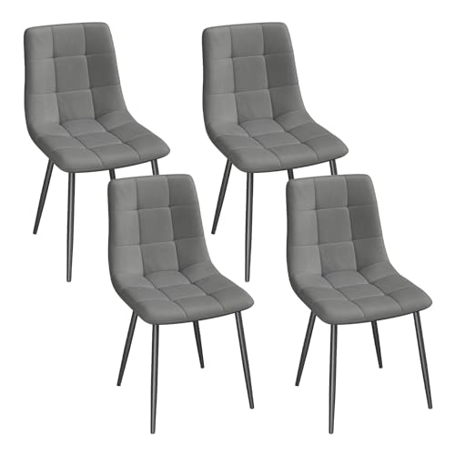 EUGAD Esszimmerstühle 4er Set, für Esszimmer Küche Wohnzimmer, Küchenstühle gepolstert mit Rückenlehne Samtbezug, mit Metallbeinen, 150 kg belastbar, Dunkelgrau