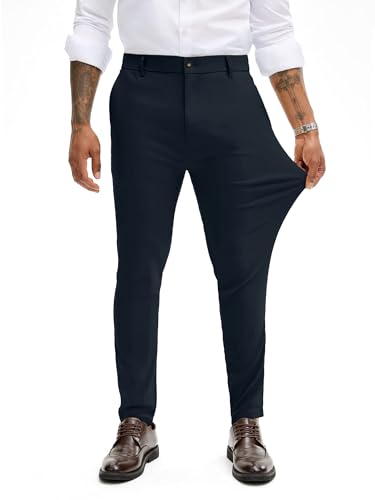 JMIERR Chino Hose Herren Super Stretch Hosen Herren Sommer Business Anzughose Slim Fit Casual Stoffhose Freizeithosen für Männer,Marineblau L