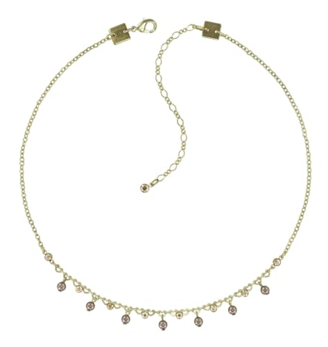 Konplott: Collier Pearl Shadow shinny brass, feines Herzchencollier mit Kristallsteinen und Perlen, für Damen/Frauen (beige)
