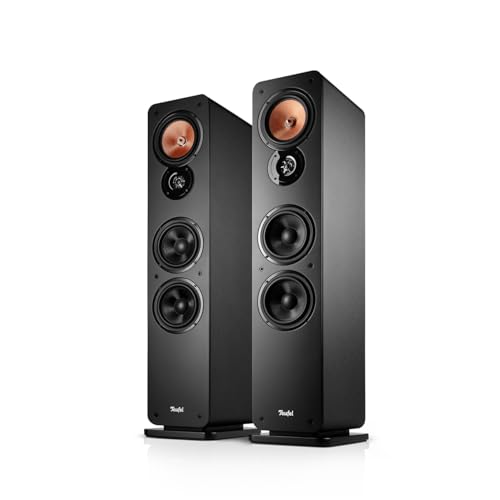 Teufel Ultima 40 Mk4 Stereo Lautsprecher HiFi Standlautsprecher Paar | Phase-Plug Hochtöner, Doppelrohr-Bassreflex, Mitteltöner aus gewebtem Kevlar - schwarz