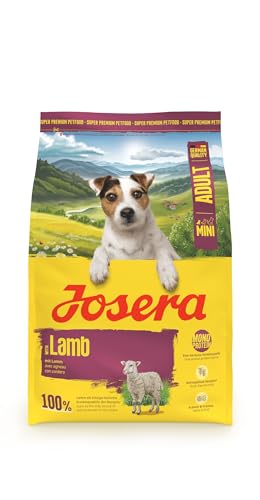 JOSERA Mini Adult Lamm (1 x 3 kg) | Premium Trockenfutter für ausgewachsene Hunde Kleiner Rassen | mit Süßkartoffel, Kräuter & Früchten | kleine Kroketten | extraverträglich | getreidefrei | 1er Pack