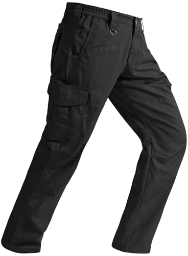 SPOSULEI Taktische Hose Herren Ripstop Cargohose Leichte Outdoor Wanderhose Arbeitshosen wasserdichte Militär Safari Hose Mit 9 Taschen Schwarz 36Wx32L