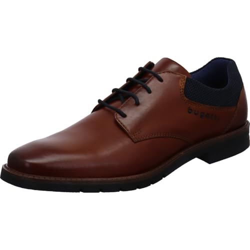 bugatti Mero Herren Schnürschuh, Businessschuh in Braun aus Glattleder in Comfort Weite. braun Gr. 42