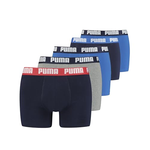 Puma Herren Boxer Unterwäsche, Blau/Grau, L (5er Pack)