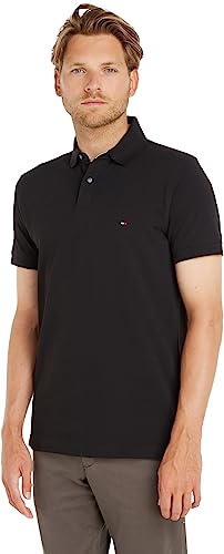Tommy Hilfiger Herren Poloshirt Kurzarm 1985 Regular Fit, Schwarz (Black), XXL
