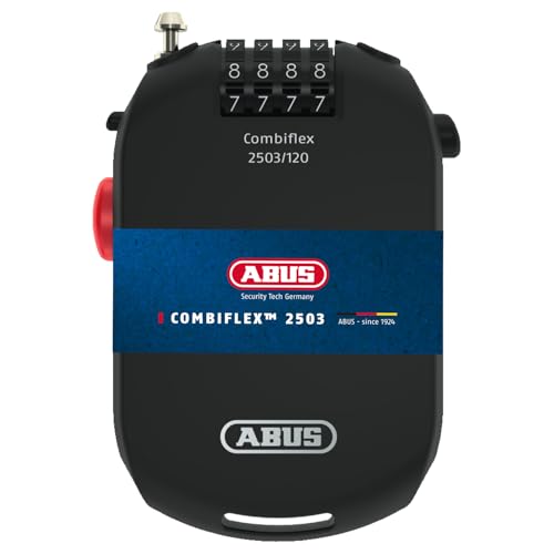 ABUS Spezialschloss Combiflex 2503/120 - Geeignet als Gepäcksicherung, Skischloss, Helmsicherung - 120 cm Stahlkabel - mit Zahlencode - Schwarz